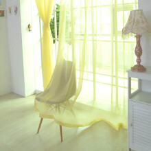 CheAAlet Colorful Sheer Window Curtains - Set of 2 Transparent Gauze Door and Window Panels - Ideal for indoor Light Filtering and Decorating Yellow