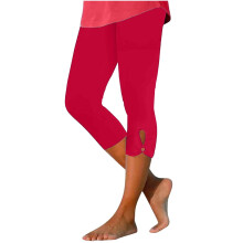 VERUGU Capris för kvinnor Lätta atletiska leggings Hög midja Enfärgade smala loungebyxor för träning Yoga Löpning Vattenmelonröd S