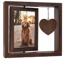 Tabletop Pet Double Sided Rotating Photo Frame, Wooden for Dog Commemorative Memory, Elegant Design for Home Decoration