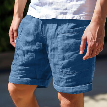 Casual cargoshorts voor heren van linnenmix, effen kleur, knoop- en ritssluiting, meerdere zakken, knielengte, kreukvrij en comfortabel.