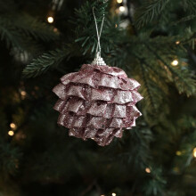 Flocked Christmas Balls 10cm – Foam Pink Tree Ornaments, Lightweight & Easy-Hang for Holidays, Weddings, Parties, Home
