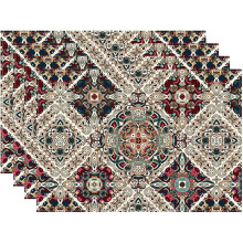 4 buc. Covorașe decorative din in, model boem, 30x45 cm, lavabile și durabile, stil rustic vintage, pentru casă, petrecere, camping, nuntă –