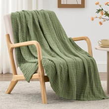 6 Layer 100% Cotton Muslin Blanket, 60"x80" Twin Muslin Blanket for Couch Bed, Lightweight and Breathable Cotton Gauze for Adult, Sage Green