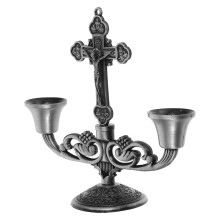 Vintage Silver Cross Candle Holder Zinc Alloy