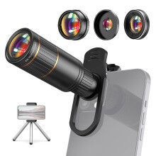 4-in-1 Lens Kit: 22x Fisheye, 25x Macro, 0.67x Wide, 15/14/13/12 Android Compatible