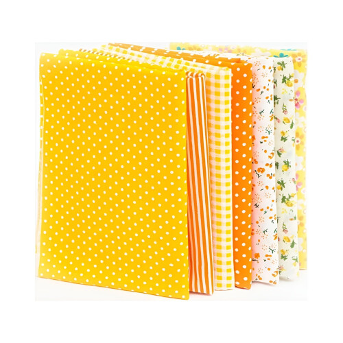 Pacote com 14 peças de tecido floral em algodão premium para costura, artesanato e patchwork – Estampas amarelas para bolsas, patchwork e
