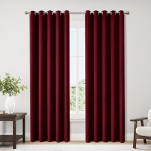 Burgundyout Burgundy Thermal Curtains, 70x84 Inch, 2 Panels, Grommet, Room Darkening, Compatible with Standard Rods