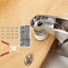 Kit de 100 boutons-pression métalliques avec pince, 9,5 mm