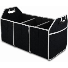 Organizador de porta-malas dobrável e à prova d'água com 3 compartimentos - Caixa de armazenamento portátil para SUV, caminhonete, van e sedã -