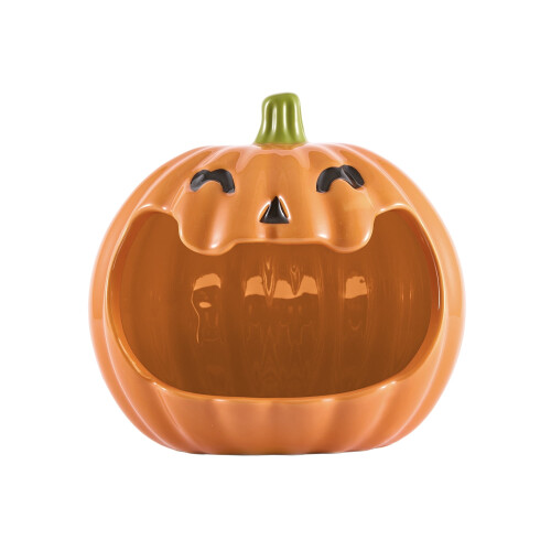 Κεραμική θήκη για μπολ με καραμέλες Bico Orange Pumpkin με μεγάλο άνοιγμα, για καραμέλες,