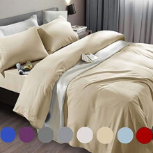 Parure de lit en microfibre ultra douce 1800 fils, style égyptien de luxe, convient aux matelas à poches profondes de 45 à 60 cm, infroissable - 4