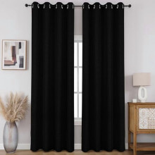 Faux Linen Blackout Thermal Curtains 2 Panels 52x90 in