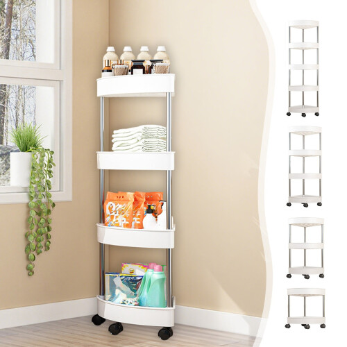 2-Tier Rolling Storage Cart with Lockable Wheels – Kitchen, Bathroom & Office Organizer