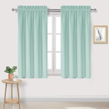 Mint Green Blackout Curtains for Living Room, Thermal Insulated & Noise Reducing, 42x45 Inch, Set of 2, Rod Pocket