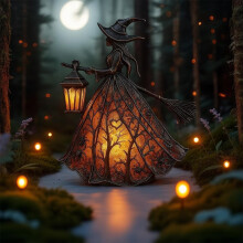 Lámpara de bruja de Halloween BiFandian – Luz nocturna de vitral para mesita de noche, escritorio y decoración de interiores.