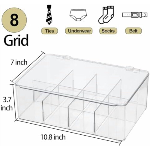 Clear 16-Compartment Storage Box with Lid and Removable 1