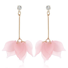 1Pair Drop Earrings Flower Petals Pendant Ear Decoration Alloy Women Long Dangle Earrings for Birthday Party Resin,
