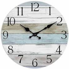 16 Inch Wooden Teal Rustic Wall Clock, Silent Battery