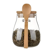 Glass Storage Jar with Bamboo Lid 350ml