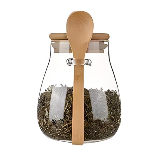 Glass Storage Jar with Bamboo Lid 350ml