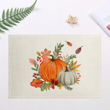 Linnen placemats met herfstthema en prints – hittebestendig, voor Thanksgiving, oogstfeest en ander seizoensgebruik in huis.