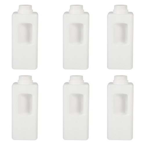 6 x Plastic Milk Bottles with Cap and Handle