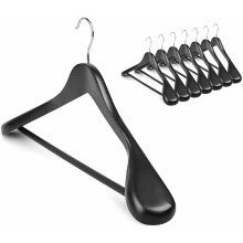 Lot de 8 cintres en bois, cintres extra larges pour manteaux, pulls, jupes, costumes, pantalons, finition rétro (noir)