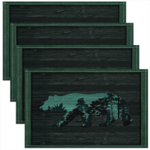 Rustieke placemats met berenmotief, boerderijstijl, 45 x 30 cm, natuurgroen/westers groen – past bij een rustieke keukeninrichting.