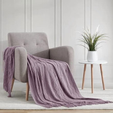 Light Lavender Throw Blanket 50x60 Inches Throw Textured Solid Soft Sofa Couch Decorative Knit Blanket