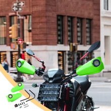 Motorcycle Hand Guards with LED Lights - Universal Fit Crash Protection, Carbon Fiber Pattern, Easy Install