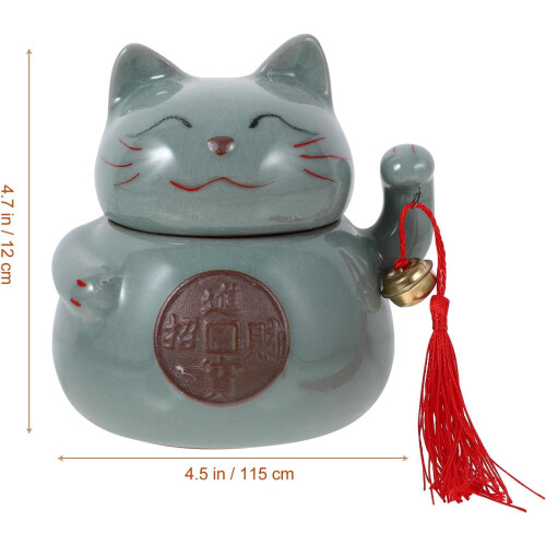 Keramisk Maneki Neko tekrukke 11,5 cm 1