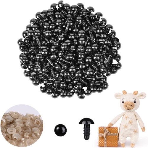Μαύρα μάτια ασφαλείας 9 χιλιοστών για Amigurumi με ροδέλες (200 τεμάχια)