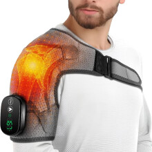 Draadloze verwarmde schouderbandage, geschikt voor vergoeding via FSA/HSA, compatibel met rotator cuff- en frozen shoulder-behandelingen.