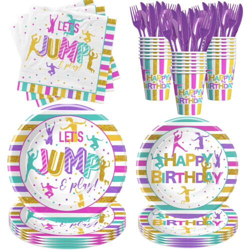 Jump Theme Party Tableware Set – 120-Piece Disposable Set