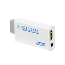 Wii naar HDMI-converter 1080p met 3,5 mm audio, draagbare Full HD-adapter – ondersteunt alle Wii-weergavemodi, wit