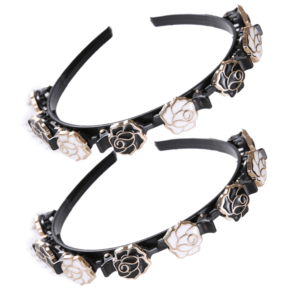 Unisex 2Pcs Korean Braided Headband With Clips Â Double Layer Twist Plait, Hollow Woven Hairpin Headband For Women & Girls
