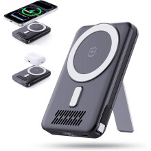 Kabellose Powerbank 2026 mit 12800 mAh, integrierten Kabeln, LED-Display und Magnethalterung – kompatibel mit iPhone 17/16/15/14/13/12/Pro/Mini/Max