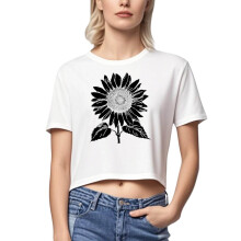 Trendig blommig crop top för kvinnor - Belly Button Exposure Spicy Tops, Plus Size XS-XL Bekväma bomullsbaser