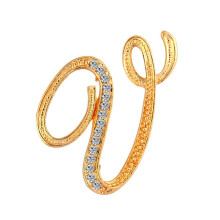 Broche unisexe en strass avec lettres de l'alphabet anglais AZ (1 pièce)