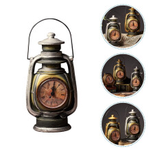 Retro Kerosene Lamp Desk Clock, Resin, 23.5 x 12.5 x 10 cm