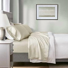 1000 TC Cotton Blend Sheet Set, Deep Pocket, Ivory, 4-Piece