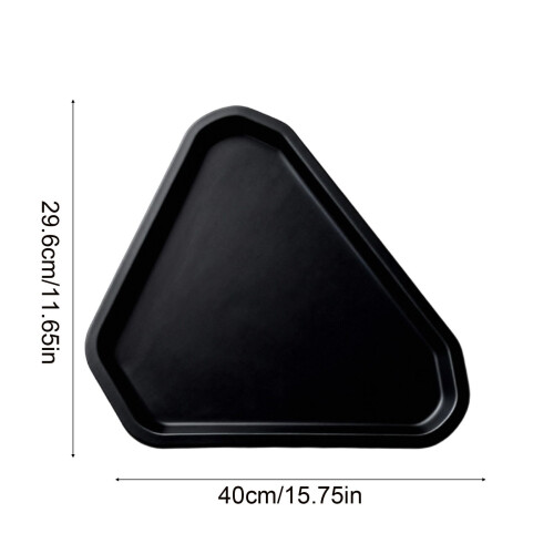 Bandeja triangular preta de plástico para servir, 40 x 29,6 cm 2