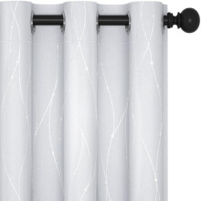 Room Darkening Thermal Curtains White Silver Wave Dots