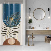 Black Leaves Shower Curtain 72x72in Polyester Waterproof