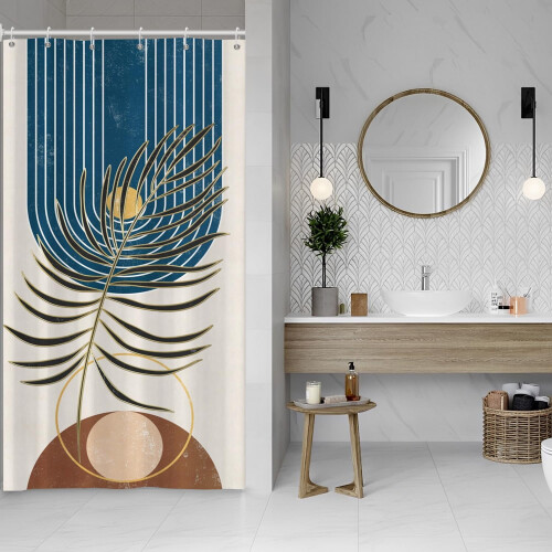 Black Leaves Shower Curtain 72x72in Polyester Waterproof