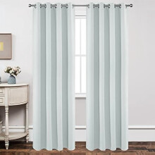 White Thermal Insulated Grommet Curtains, 2 Panels (52x90"), Room Darkening, Greyish White, Compatible with Standard Rods