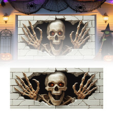 Décoration de porte de garage d'Halloween 2,1 x 4,9 m – Fond de chaudron de sorcière, bannière de fête effrayante pour la décoration