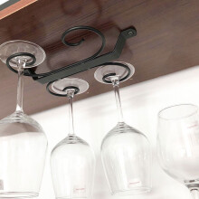 Porte-verres à vin - Support à verres à pied à suspendre sous meuble, organisateur métallique pour bar et cuisine, noir