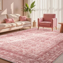 Vintage Pink 4x6 ft Washable Non-Slip Area Rug