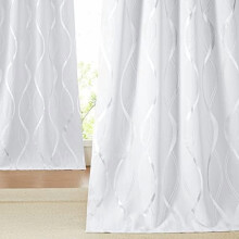 Microfiber Blackout Curtains 52x84 in, Silver Foil Wave